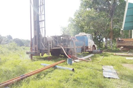 The site where the new well is being drilled in Kamwatta, Region 1  (GWI photo)
