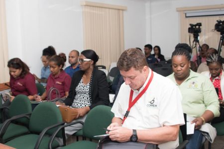 A section of the gathering at the meeting held in the Department of Labour Boardroom on Friday. (DPI photo) 