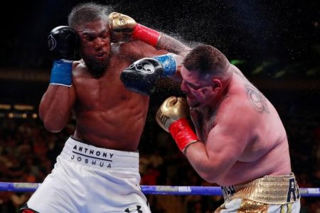 Andy Ruiz Jr (right) in action with Anthony Joshua Action Images via Reuters/Andrew Couldridge