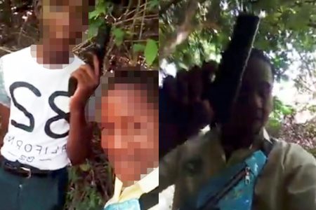 Students of Signal Hill Secondary School in video with a gun.