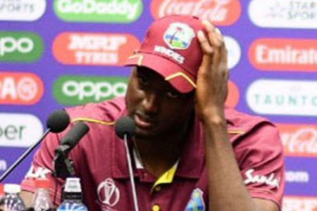 West Indies captain Jason Holder speaks to media during yesterday’s post-match media conference. 