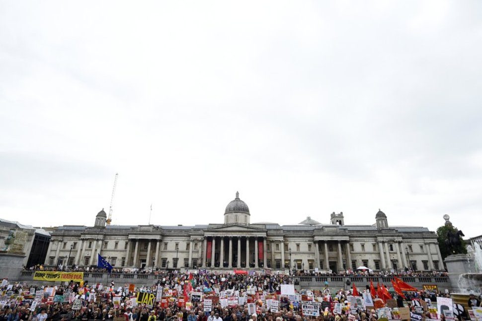 Demonstrators take part in an anti-Trump protest in Trafalgar Square, London, Britain, June 4, 2019. REUTERS/Clodagh KilcoyneReuters


