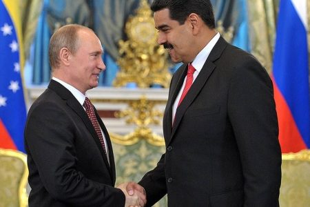 Russian president Vladimir Putin (left) and Venezuelan president Nicolas Maduro.