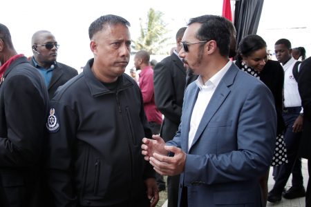 Police Commissioner Gary Griffith and National Security Minister Stuart Young after the sod-turning ceremony of the Carenage Police Station, Carenage yesterday.