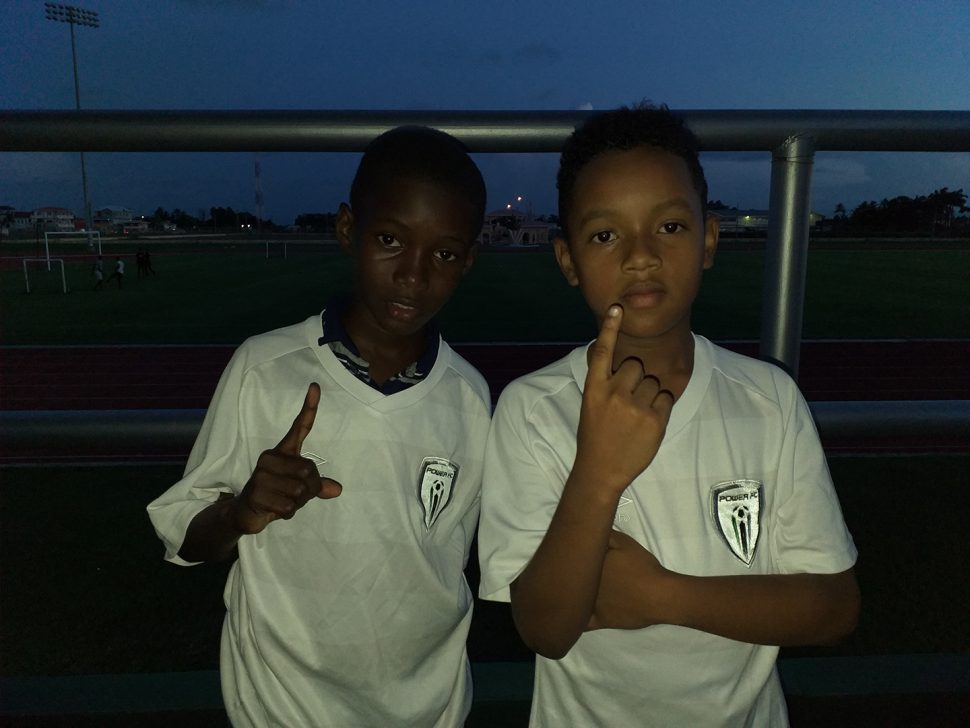 Pouderoyen goal scorers David Williams (left) and Micaiah DeFreitas.