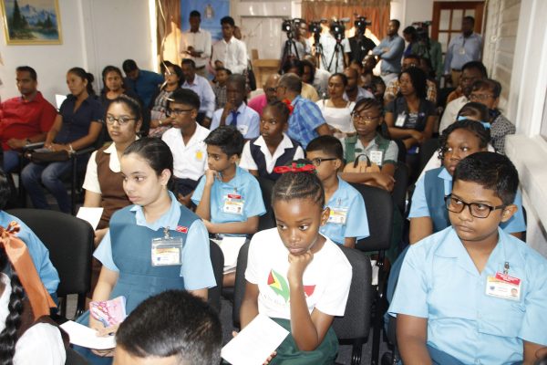 Some of the children at the ANSA McAl presentation (Ministry of Education photo)