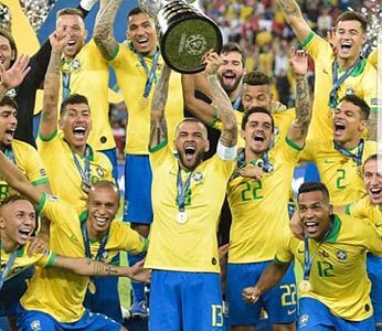 The Brazilians celebrate yet another Copa America title triumph.
