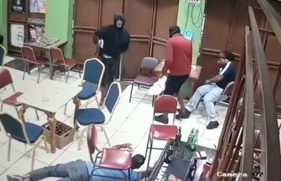 A screenshot from a video footage that captured the robbery in progress.