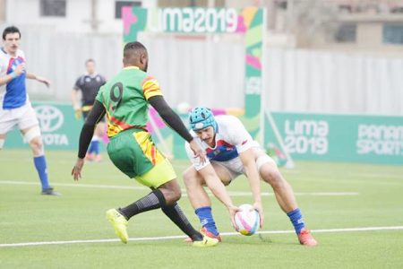 Game action involving Chile and Guyana on Saturday.
