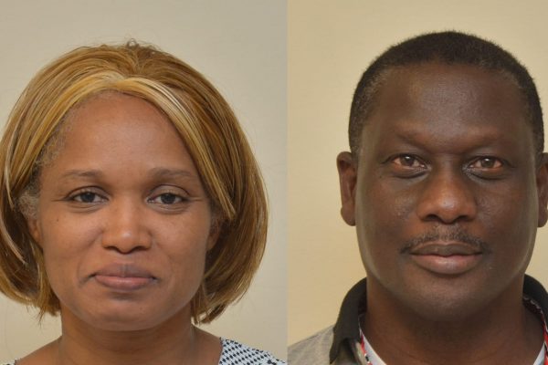 Act­ing Se­nior Su­per­in­ten­dent of the Fraud Squad Unit Lin­don Greenidge and his wife, Ver­nice Ed­wards Greenidge