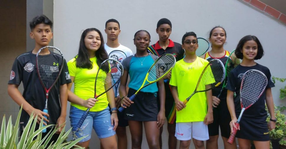 Going for Gold… the eight juniors who worked their way into today’s finals, From left: Michael Alphonso, Madison Fernandes, Nicholas Verwey, Abosaide Cadogan, Shomari Wiltshire, Mohryan Baksh, Kirsten Gomes, and Christina Fernandes 
