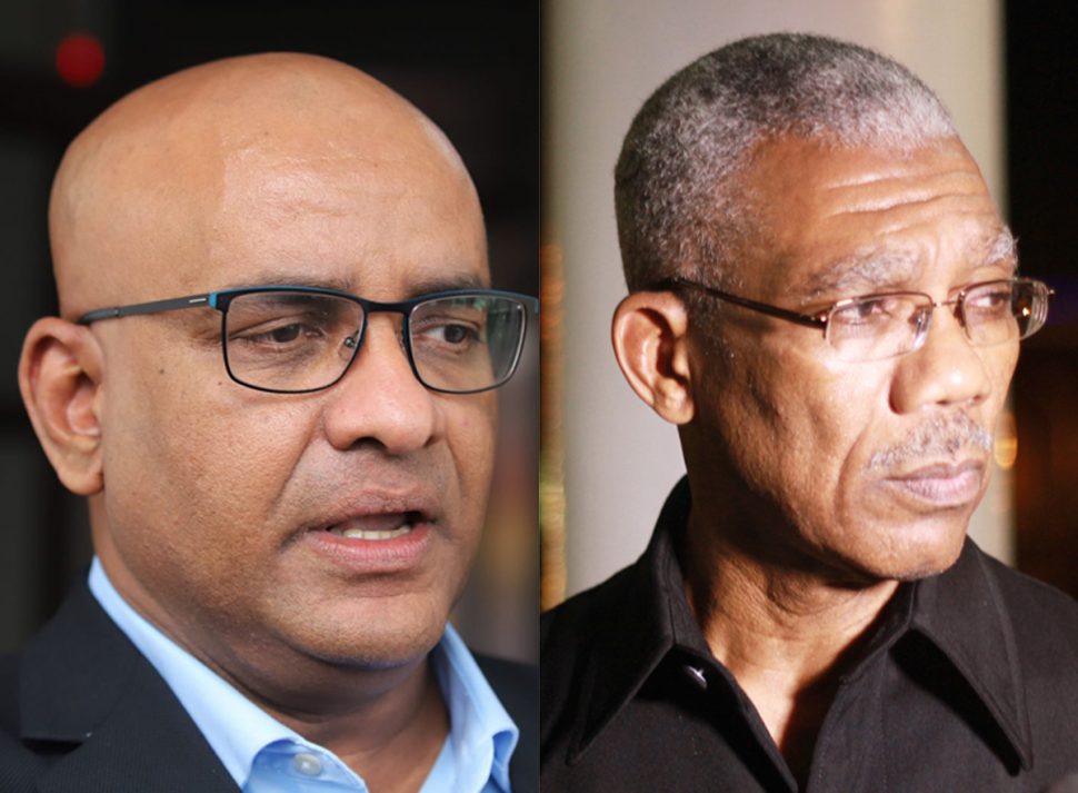 Opposition Leader Bharrat Jagdeo and President David Granger