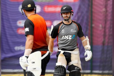 New Zealand’s Kane Williamson at nets yesterday on the eve of their semi-final World Cup clash against India. (Reuters photo)