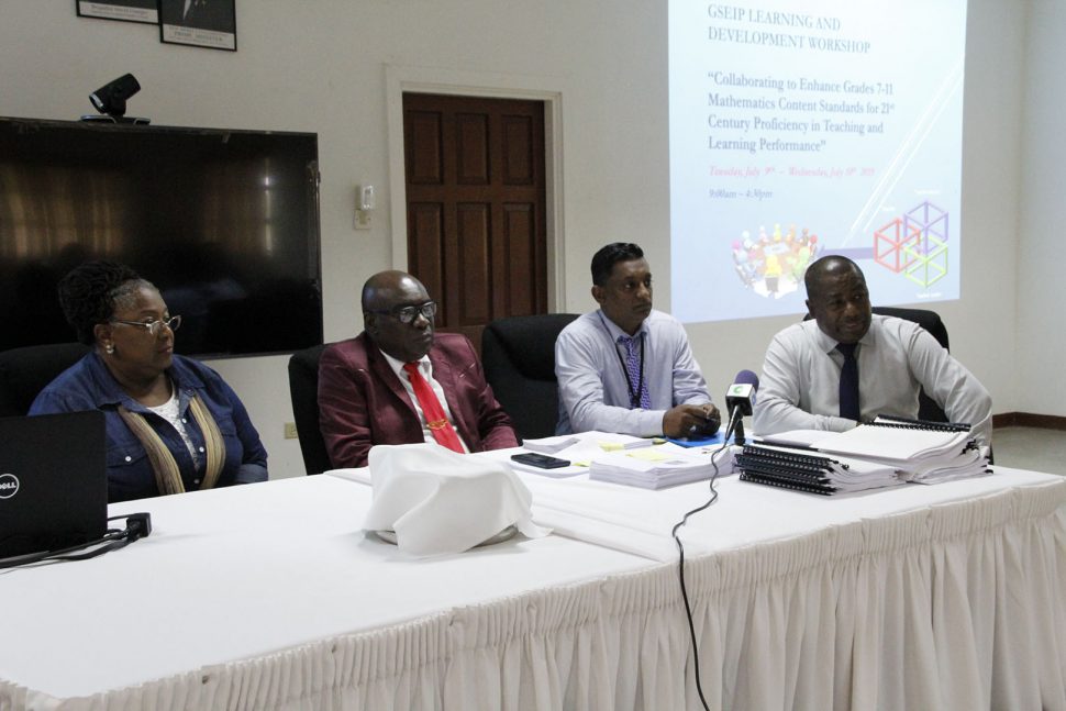 From left are: Consultant, Dr Pier Angeli Junor Clarke; Chief Education Officer, Dr. Marcel Hutson; Senior Education Officer, Ameer Ali and GSEIP Coordinator, Jimmy Bhojedat (Ministry of Education photo)
