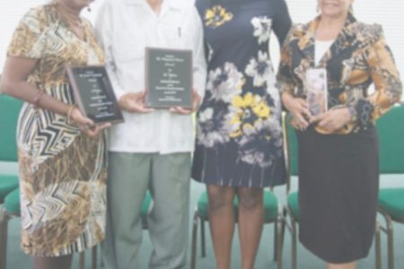 From left are Jennifer Cumberbatch, Roopnarine Tewari, Minister of Public Service Tabitha Sarabo-Halley and Francesca Vieira (DPI photo)