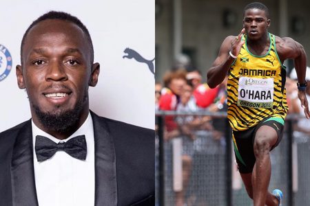 Usain Bolt and Jamaican athlete Michael O'Hara