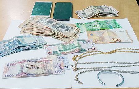 Some of the items that were recovered by the police subsequent to the apprehension of the three bandits. (Guyana Police Force photo)