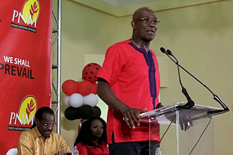 Trinidad Prime Minister Dr Keith Rowley durng his adress at the installation of a new People’s National Movement Diego Martin West Contituency Executive.