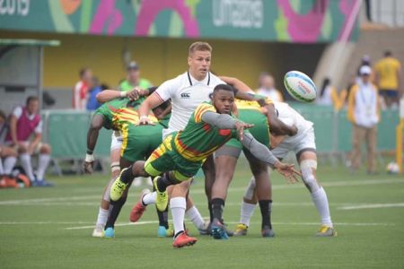Action in the Guyana/USA 7s match yesterday in Lima, Peru at the ongoing Pan American Games.