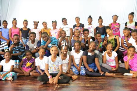 Some of the children of Sumania Workshop during rehearsals.
