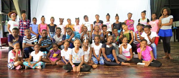 Some of the children of Sumania Workshop during rehearsals.
