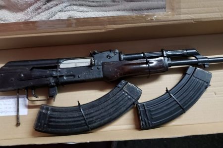 An AK47 found at a house in Santa Cruz.