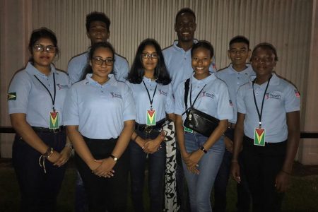 Absosaide Cadogan (extreme right) along with her fellow U.S Youth Ambassador’s moments before departing Guyana.
