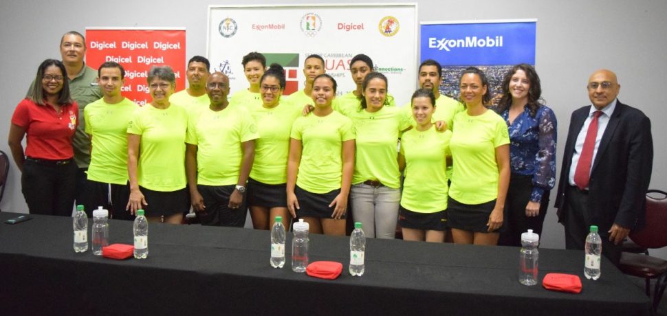 Part of Guyana’s contingent following the Wednesday evening launch of the tournament.
