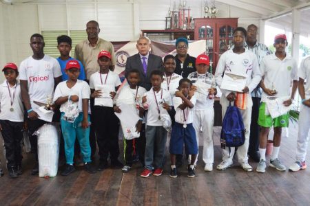 Special award winners at the 2019 DCC Summer Camp along with Minster of Social Cohesion Dr George Norton. 
