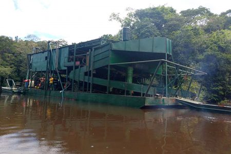 One of the dredges that is said to be operating on the Kuyuwini River.