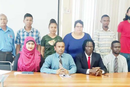 The new executive of the Guyana Chess Federation with its president Frankie Farley, sitting, third from right.
