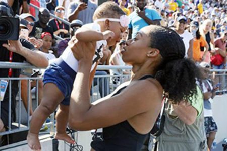 Allyson Felix and her baby daughter Camryn.
