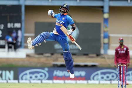 Virat Kohli celebrates his 43rd ODI century