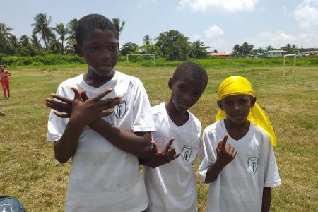 Pouderoyen Scorers from left to right Teon Kennedy, David Williams and Jermain Garrett
