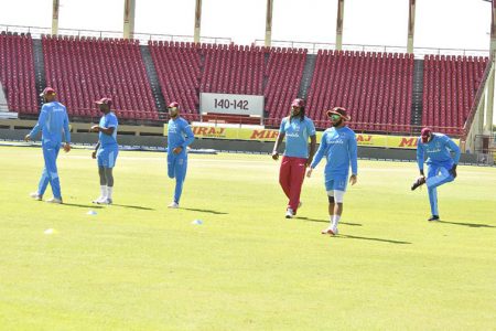 The West Indies squad will be all business today in the first ODI against India at the Providence National Stadium.
