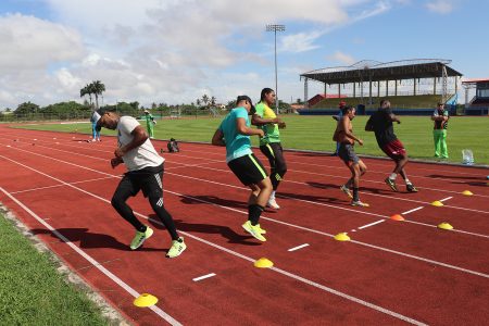 The Guyana players going through the “yo-yo” test
