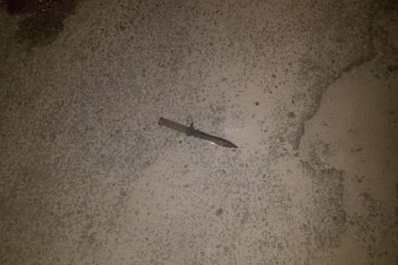 The knife left at Fifth Street, Alberttown, which was allegedly used by the individual only identified as ‘Rasta Man’ (Shamar Meusa photo)