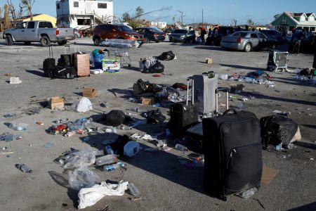 Suitcases and garbage left during an evacuation on the Abacos Islands. REUTERS/Marco Bello