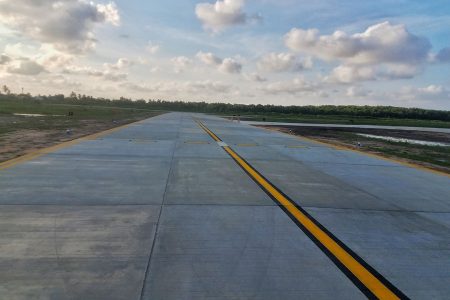 The newly-commissioned 200-metre long Foxtrot Taxiway at the Eugene F Correia International Airport.
