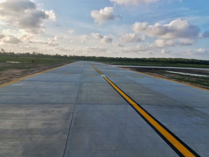 The newly-commissioned 200-metre long Foxtrot Taxiway at the Eugene F Correia International Airport.
