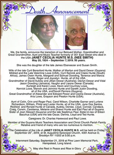 JANET CECILIA HUNTE M.S.