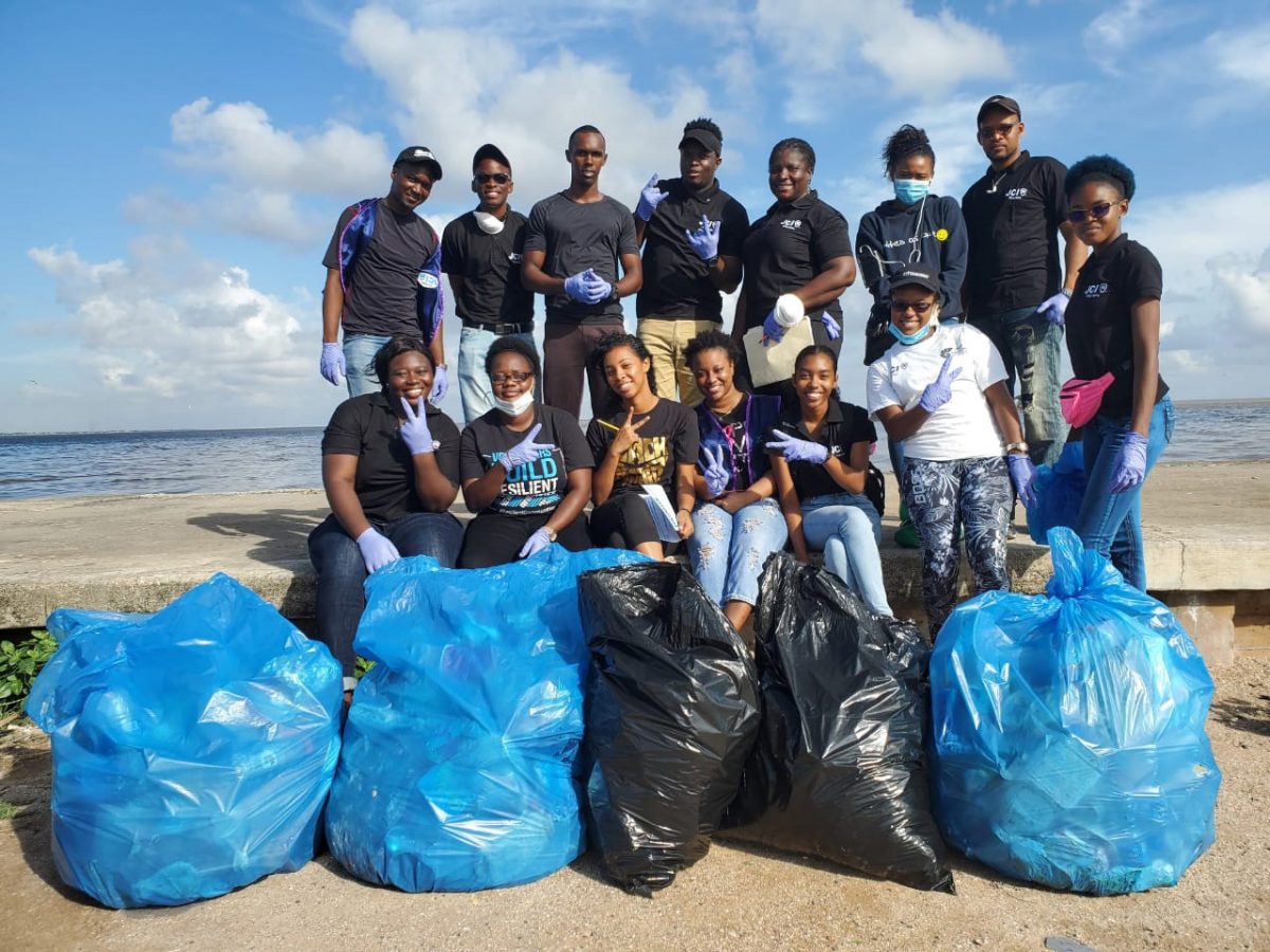 Members of the Junior Chamber International observed World Cleanup Day by joining the Caribbean Youth Environment Network (CYEN) and other youth groups in a coastal clean-up campaign at the Kingston Seawall on Saturday morning. (Photo by Terrence Thompson)