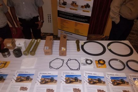 Some of the Yellowmark parts laid out beside CAT Genuine parts at the launch of the brand on Friday night. 