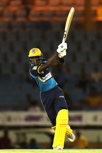 Justin Greaves of the Barbados Tridents on the go during his half century on debut. (Photo courtesy of CPL) 