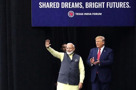 U.S. President Donald Trump and India’s Prime Minister Narendra Modi participate in the “Howdy Modi” event in Houston, Texas, U.S., September 22, 2019. REUTERS/Jonathan Ernst