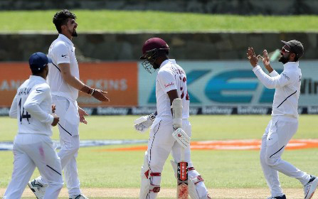 Experienced West Indies opener Kraigg Brathwaite (centre) … managed just 28 runs from four innings in the series.