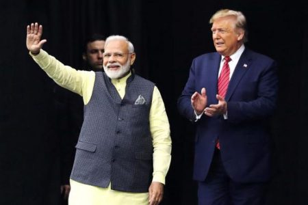 U.S. President Donald Trump and India’s Prime Minister Narendra Modi participate in the “Howdy Modi” event in Houston, Texas, U.S., September 22, 2019. REUTERS/Jonathan Ernst
