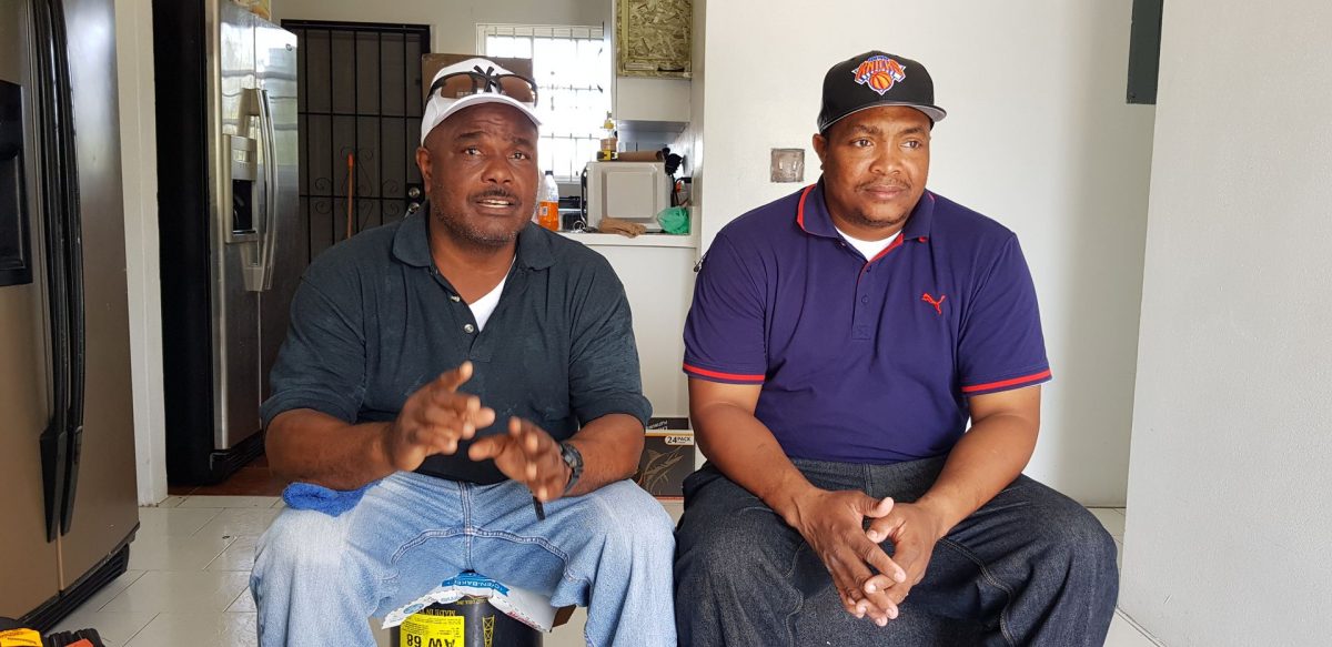 Peter Nash, left and Brent Wilson, two of six Trinidadians who survived Hurricane Dorian on The Grand Bahama island. 