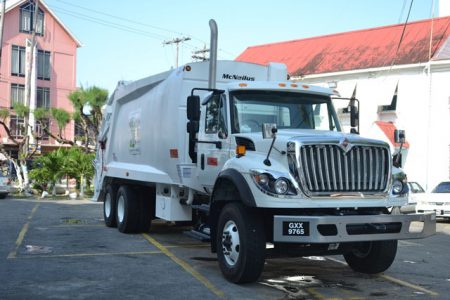 The new garbage truck that was donated to the city council (DPI photo) 