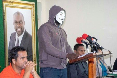 “The Phantom” was one of two dozen speakers at a news conference hosted by the Na­tion­al Trade Union Cen­tre (NATUC) yesterday, at the Public Services Association (PSA) office on Abercromby Street, Port of Spain.